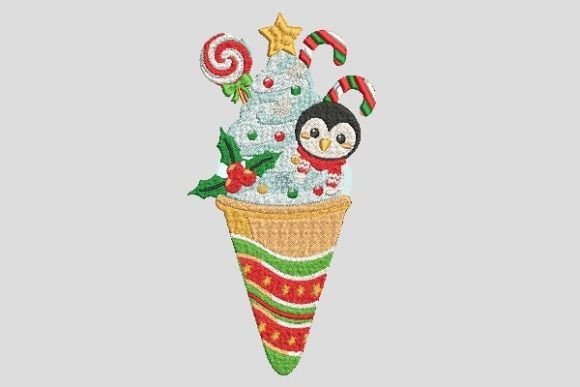Christmas Ice Cream Cone with Snow