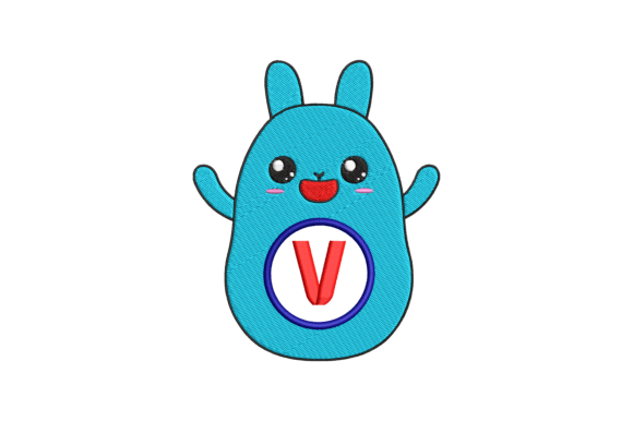 Cute Rabbit Letter V: A Whimsical Embroidery Gem