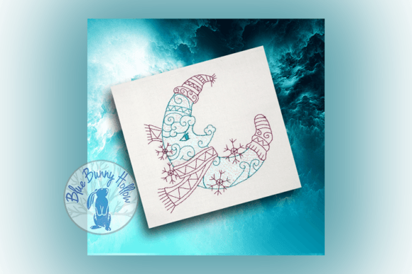 Moon Snow Embroidery Design