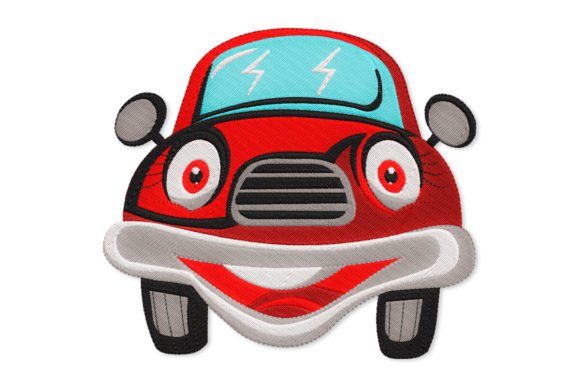 Smiley Car Embroidery Design