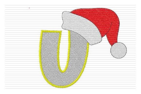 U Letter Christmas Alphabet Santa Hat